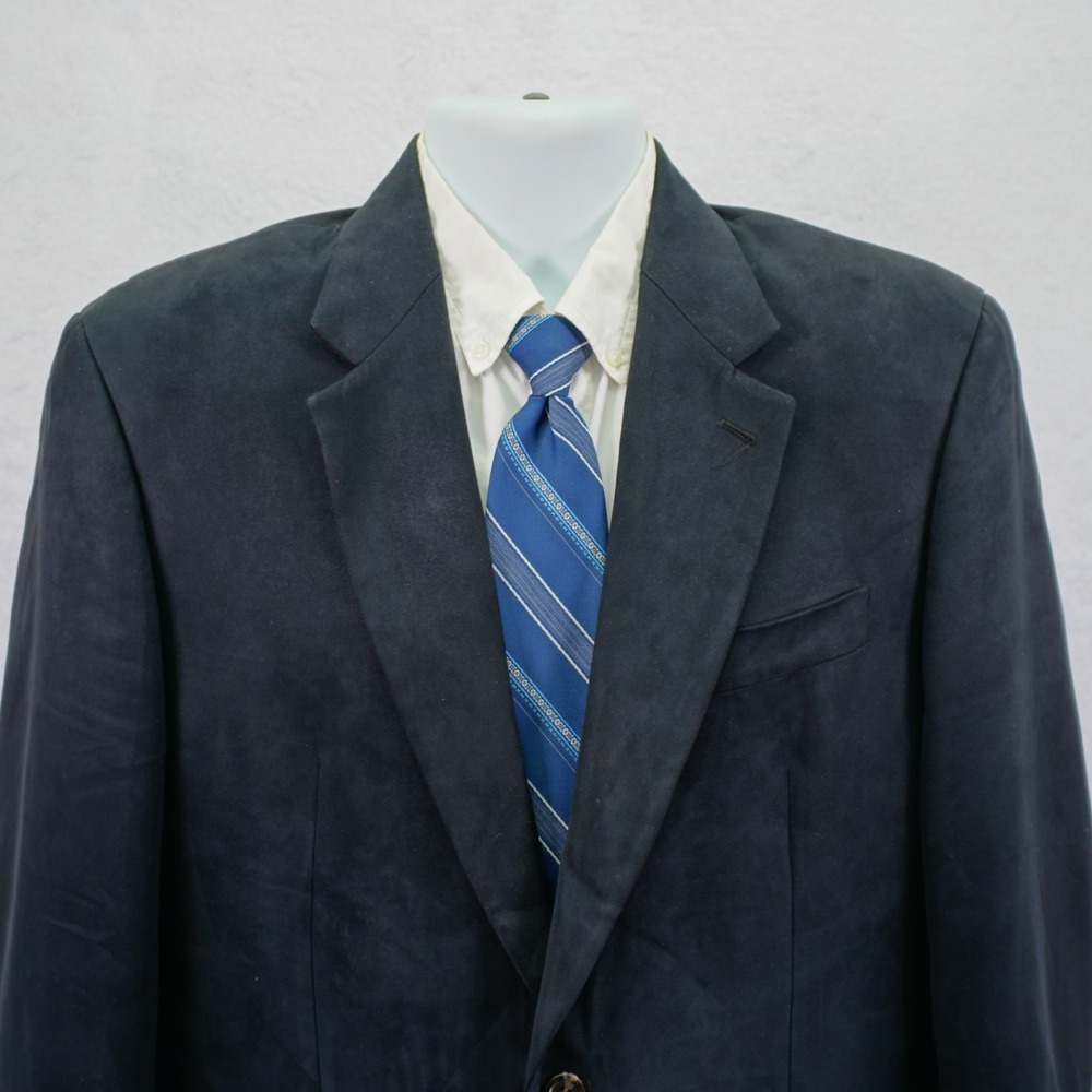 Chaps Polyester Suede Lined Black 2 Button Blazer 40R